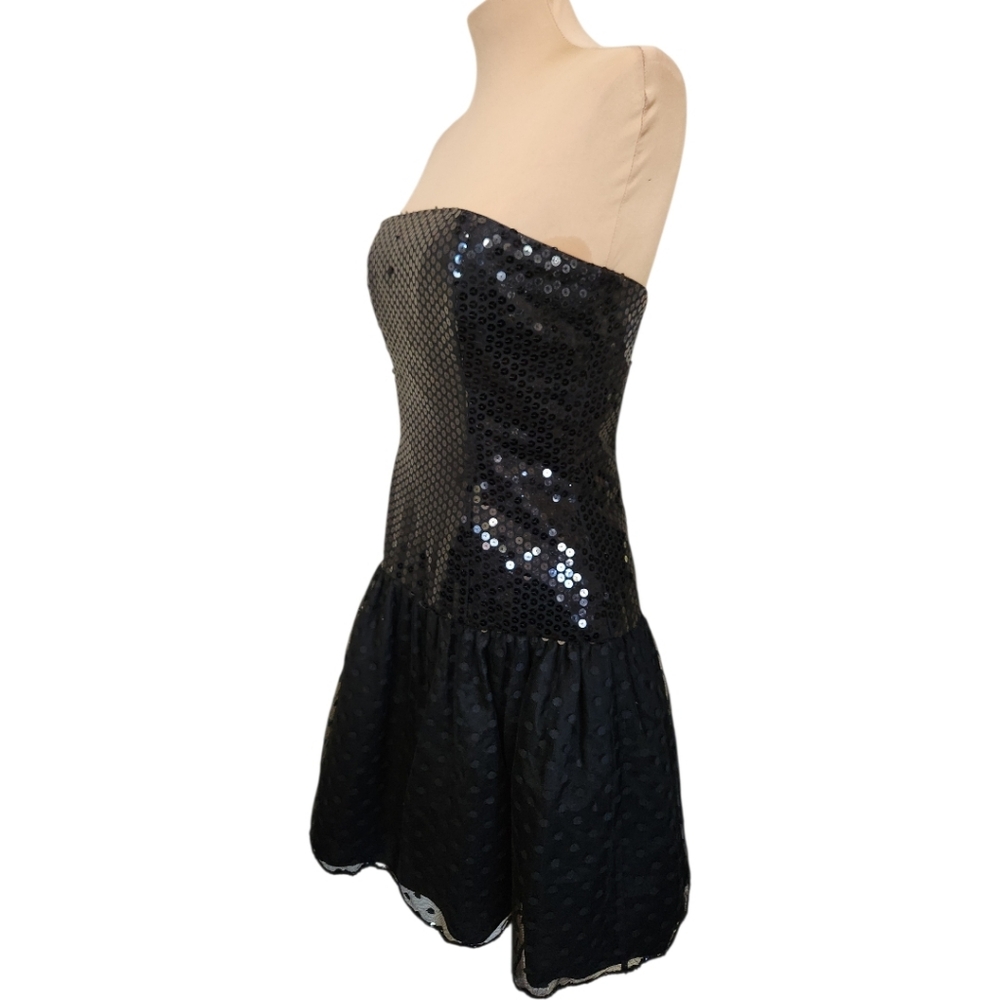 MORTON MYLES- Vintage 1980s Strapless Sequined Mini Dress - M - Picture 10 of 14